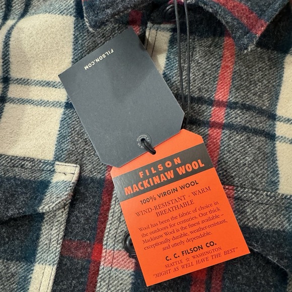 NWT Filson Mackinaw Wool Jac Shirt Men's Sz XL Cream Multi Plaid 20292528 - Picture 6 of 8